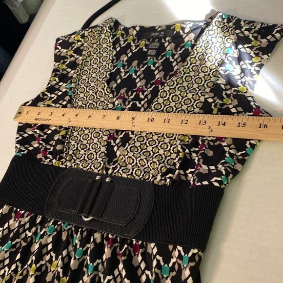 Style & Co Petite Multicolored Sleeveless Dress with Faux Belt Size PP - Picture 8 of 11